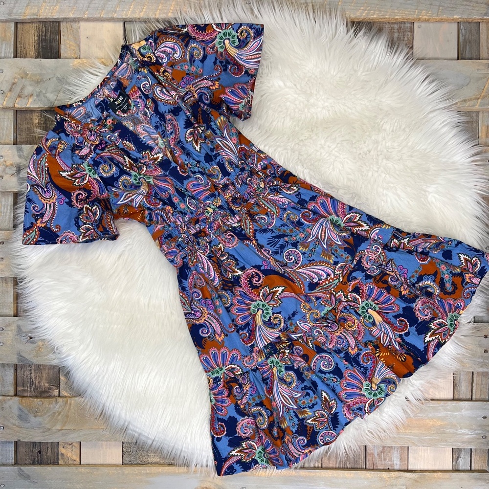 EUC [Maeve] Blue Flutter Sleeve <Somerset> Pink Paisley {Anthro} Sundress | XXS - Picture 3 of 15
